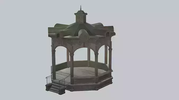 Solomonic Inspired Monument Gazebo In Park Low-Poly 3D model
