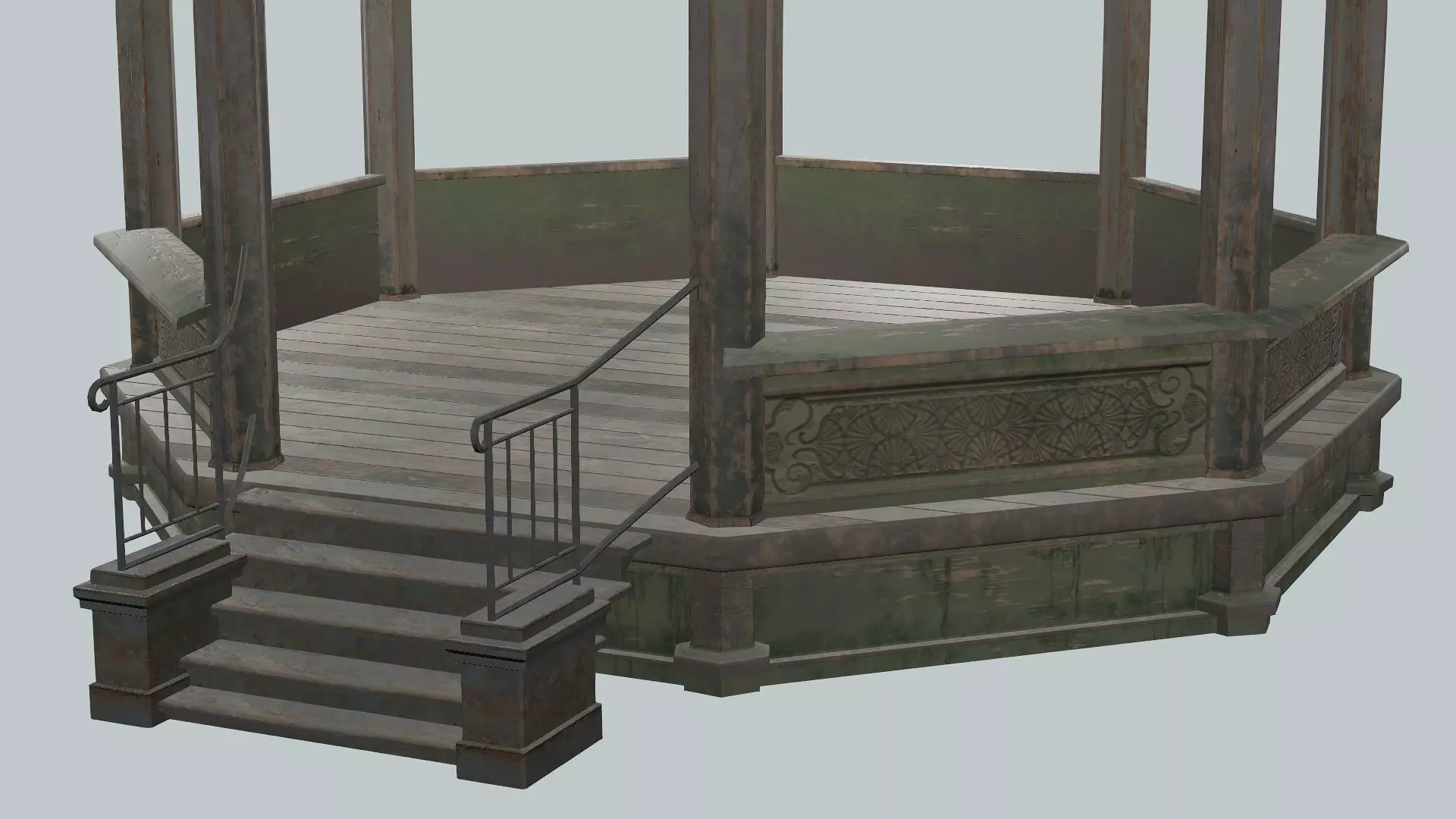 Solomonic Inspired Monument Gazebo In Park Low-Poly 3D model Low-poly 3D model_6