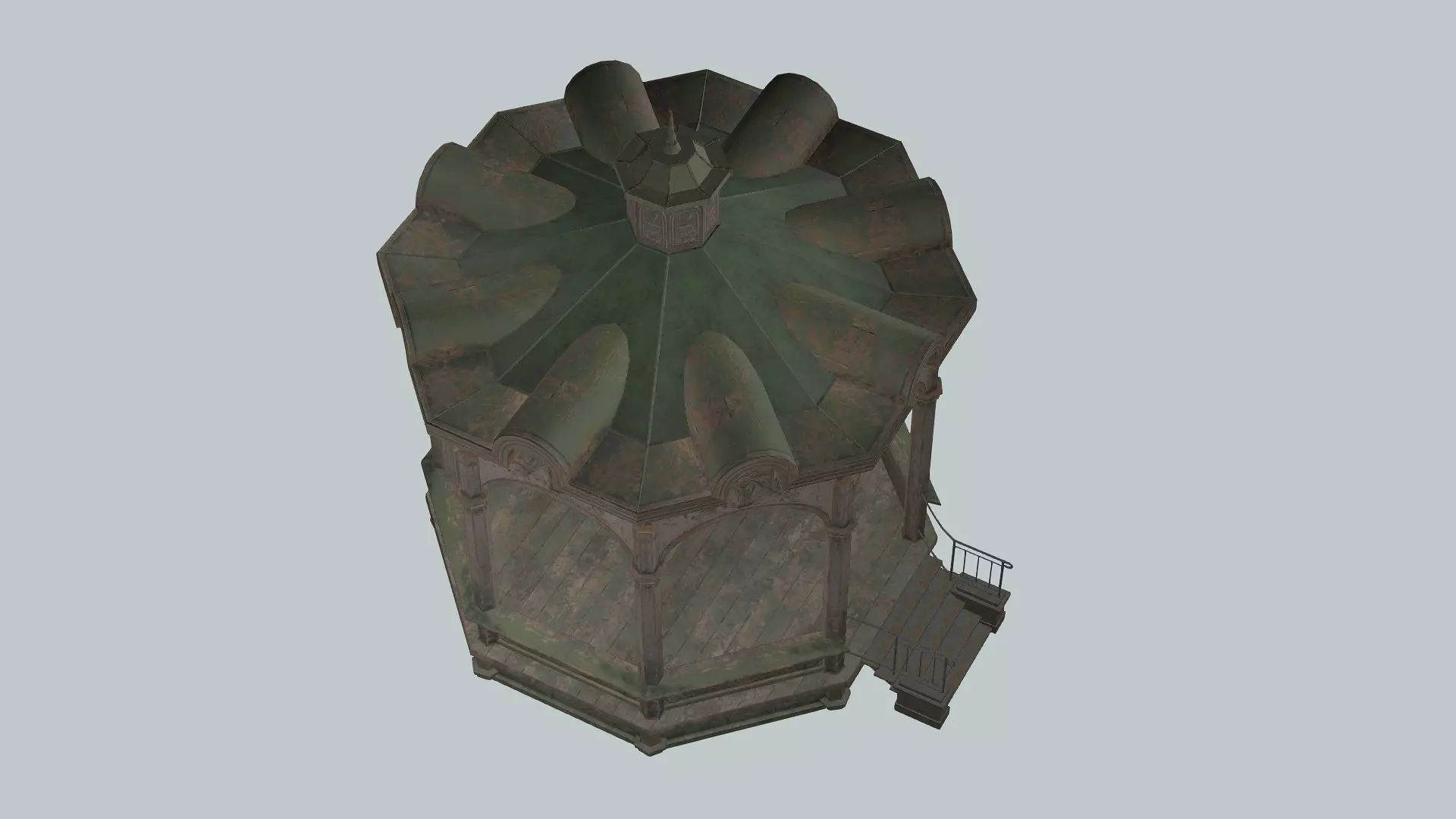 Solomonic Inspired Monument Gazebo In Park Low-Poly 3D model Low-poly 3D model_5