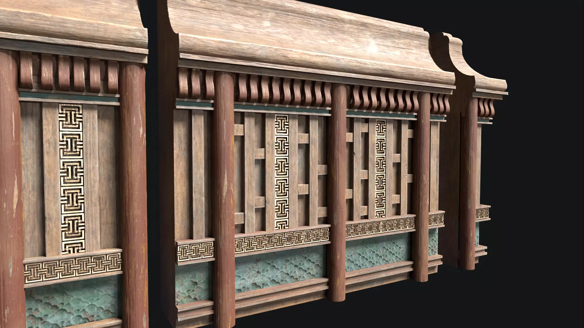 Wooden Wainscot Panel Game Ready 3D Model Low-poly 3D model_3