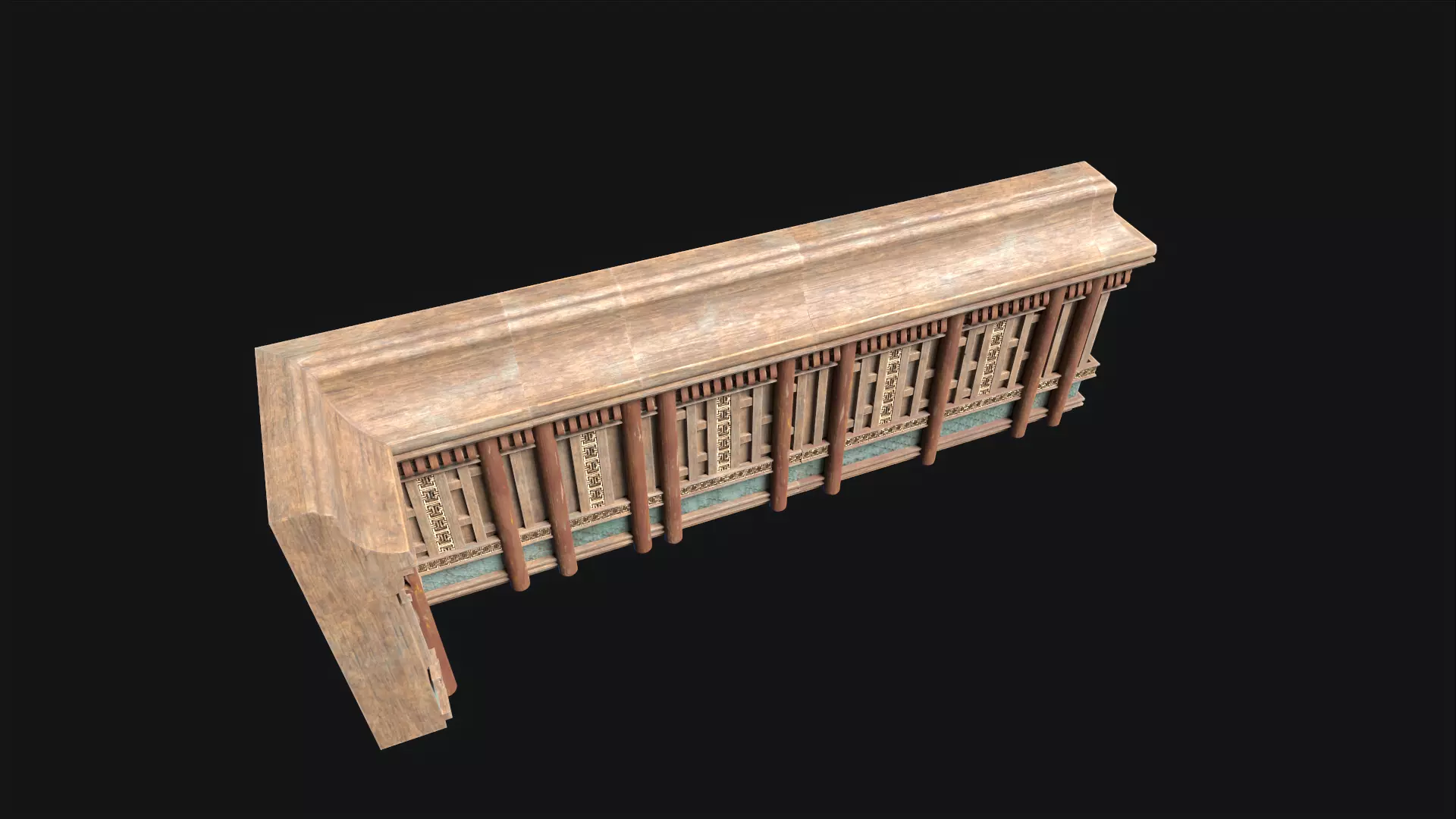 Wooden Wainscot Panel Game Ready 3D Model Low-poly 3D model_5