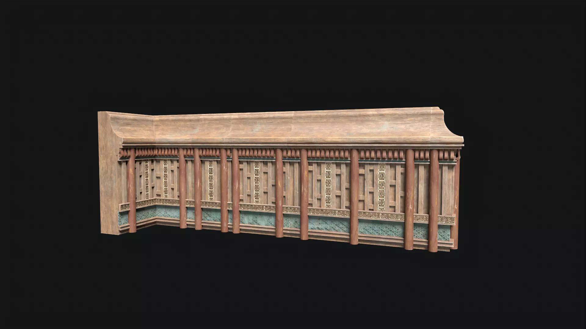 Wooden Wainscot Panel Game Ready 3D Model Low-poly 3D model_4