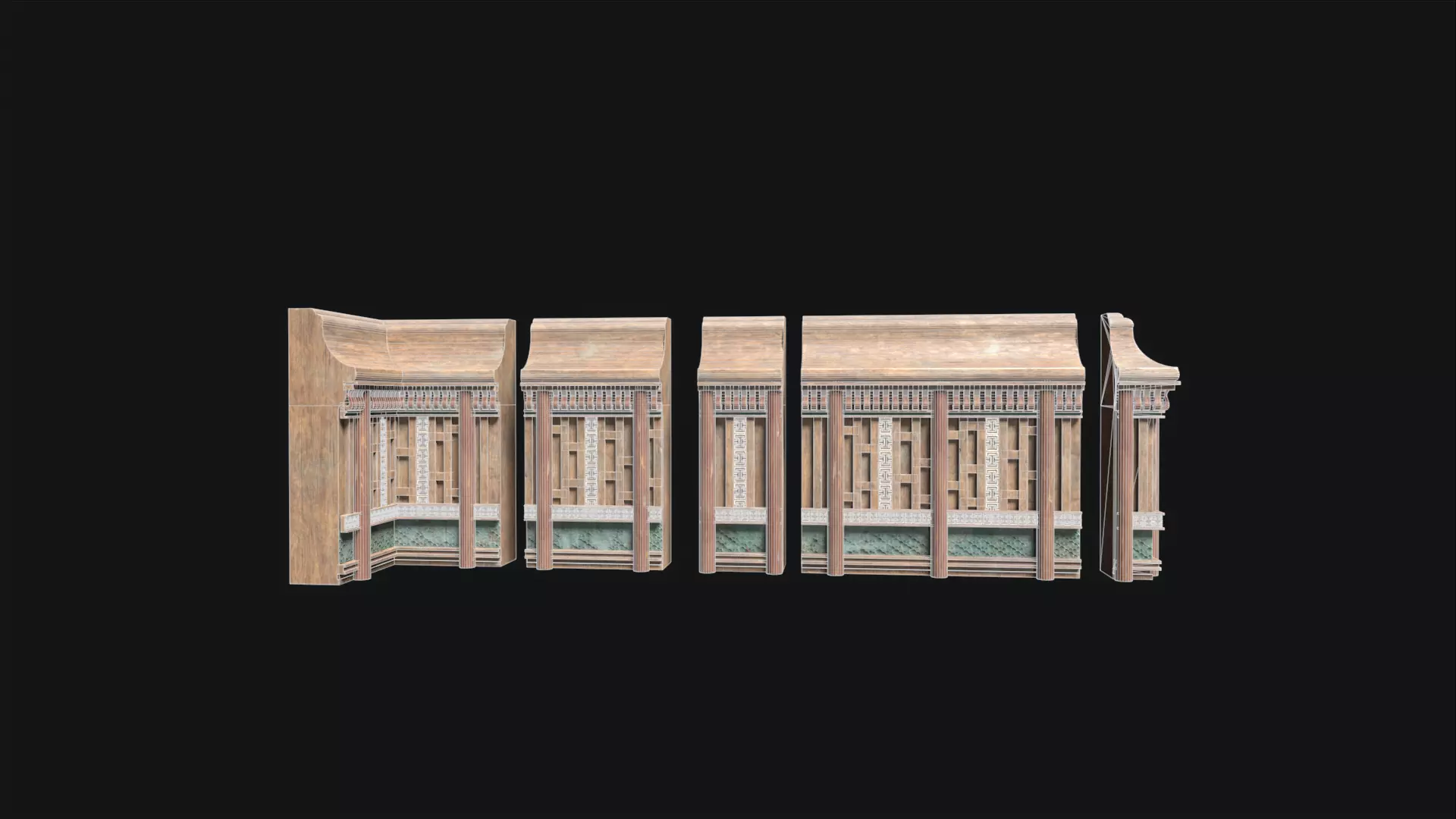 Wooden Wainscot Panel Game Ready 3D Model Low-poly 3D model_2