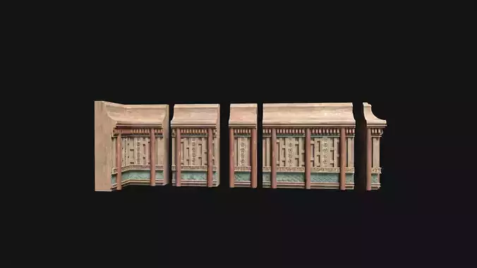 Wooden Wainscot Panel Game Ready 3D Model