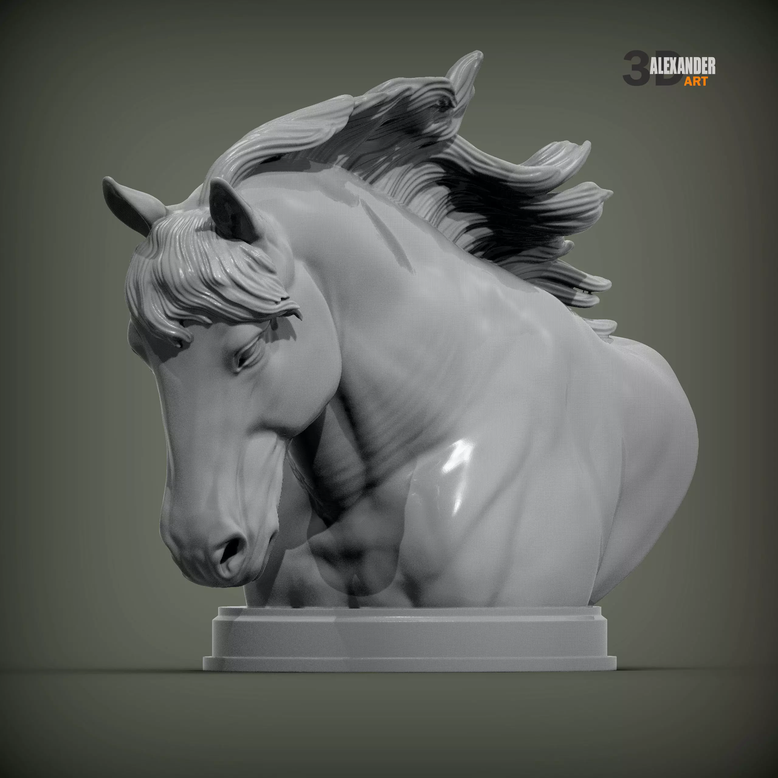 Percheron bust 3D print model_2