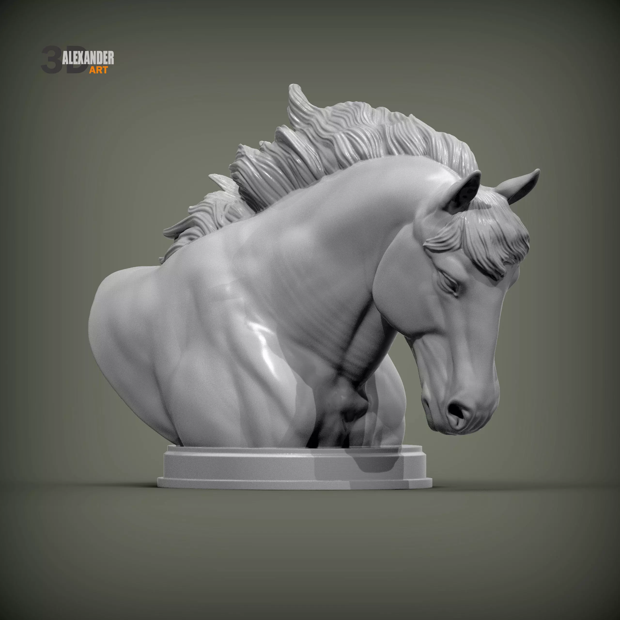 Percheron bust 3D print model_3