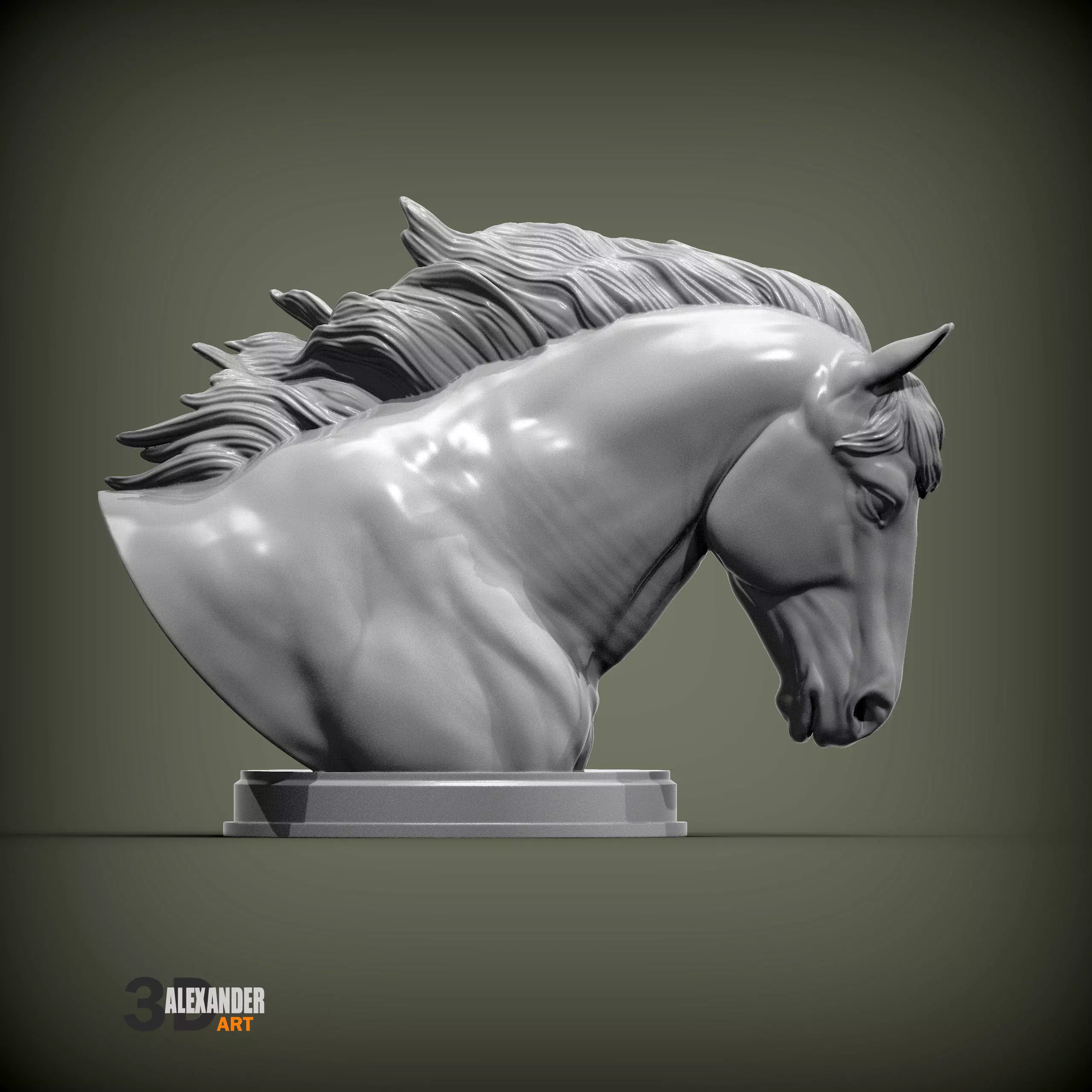 Percheron bust 3D print model_0