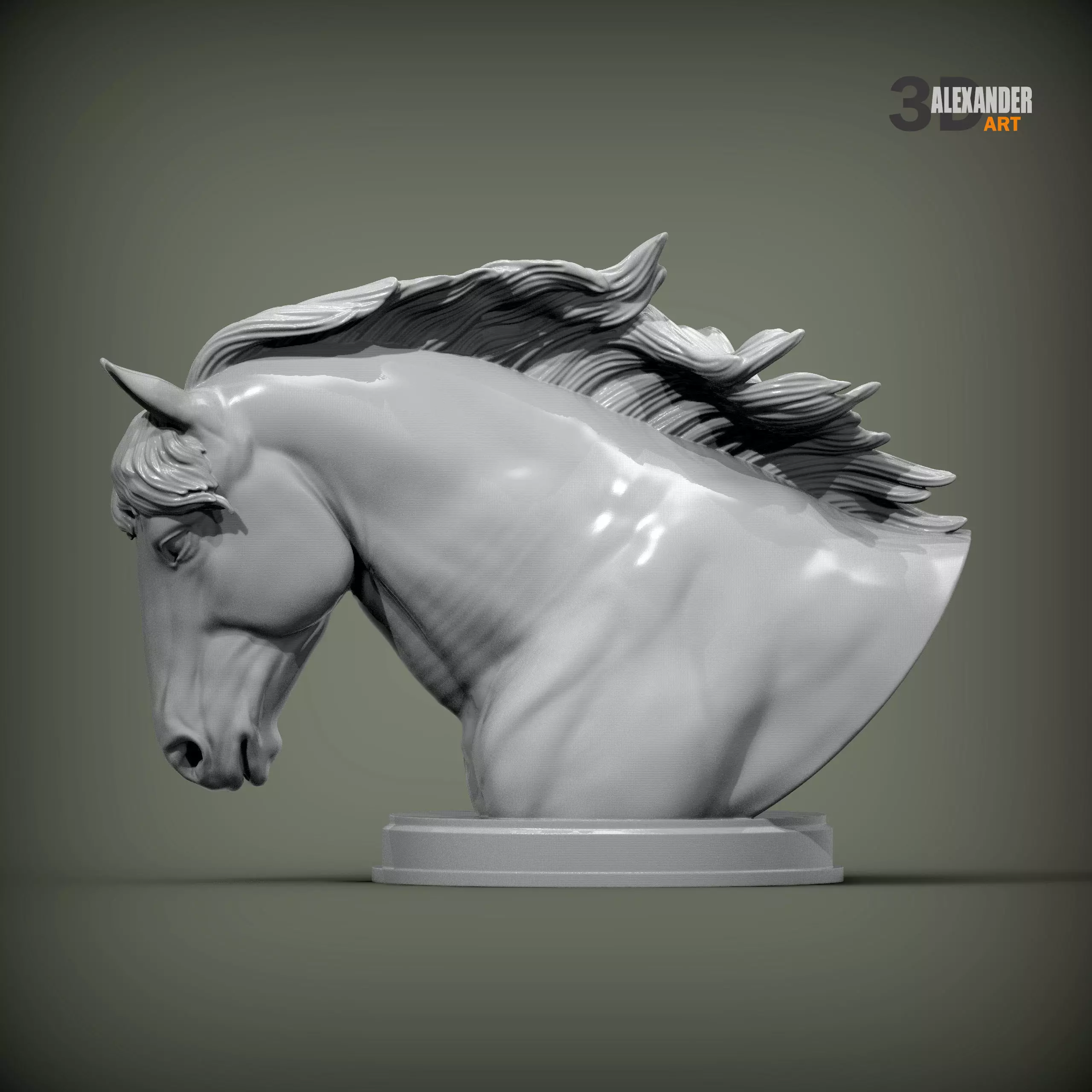 Percheron bust 3D print model_1