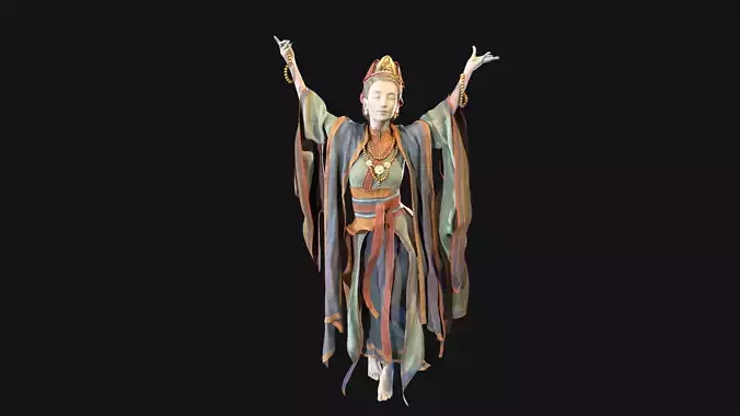 Asian Goddess Female Statue Game Ready 3D Model Low-poly 3D model Asian Goddess Female Statue Game Ready 3D Model Low-poly 3D model