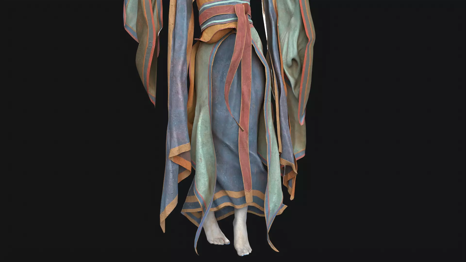 Asian Goddess Female Statue Game Ready 3D Model Low-poly 3D model_7