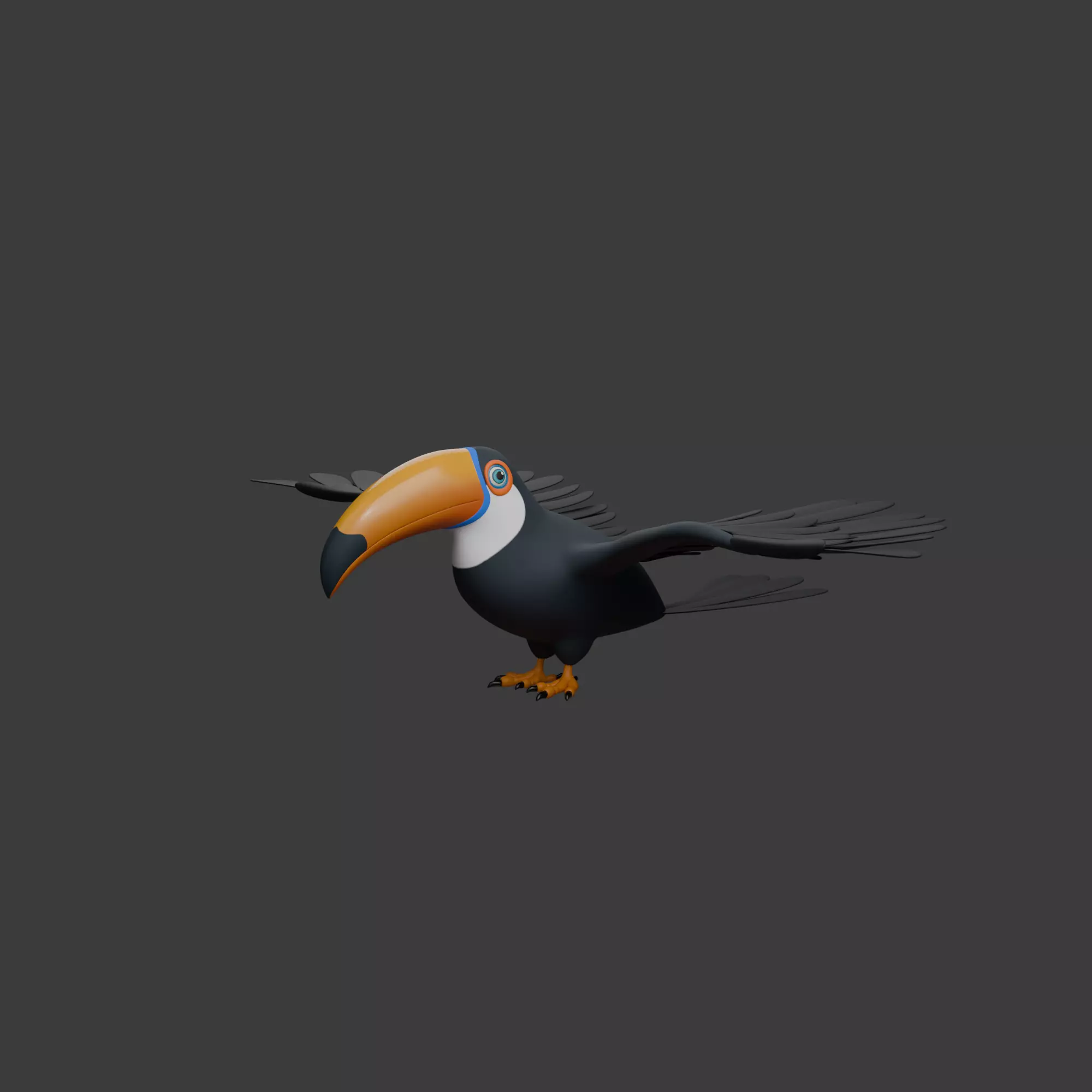 Toucan cartoon 3D model_2