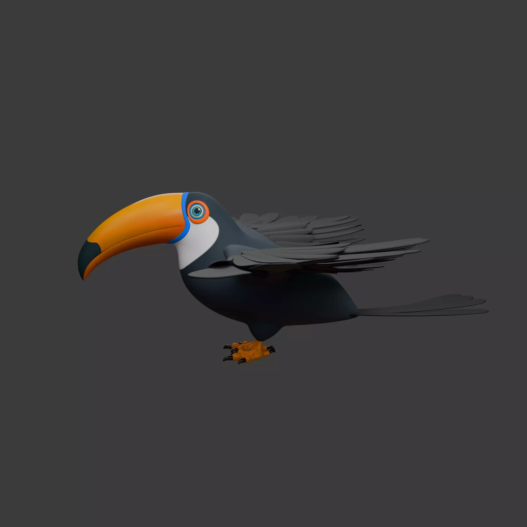 Toucan cartoon 3D model_0