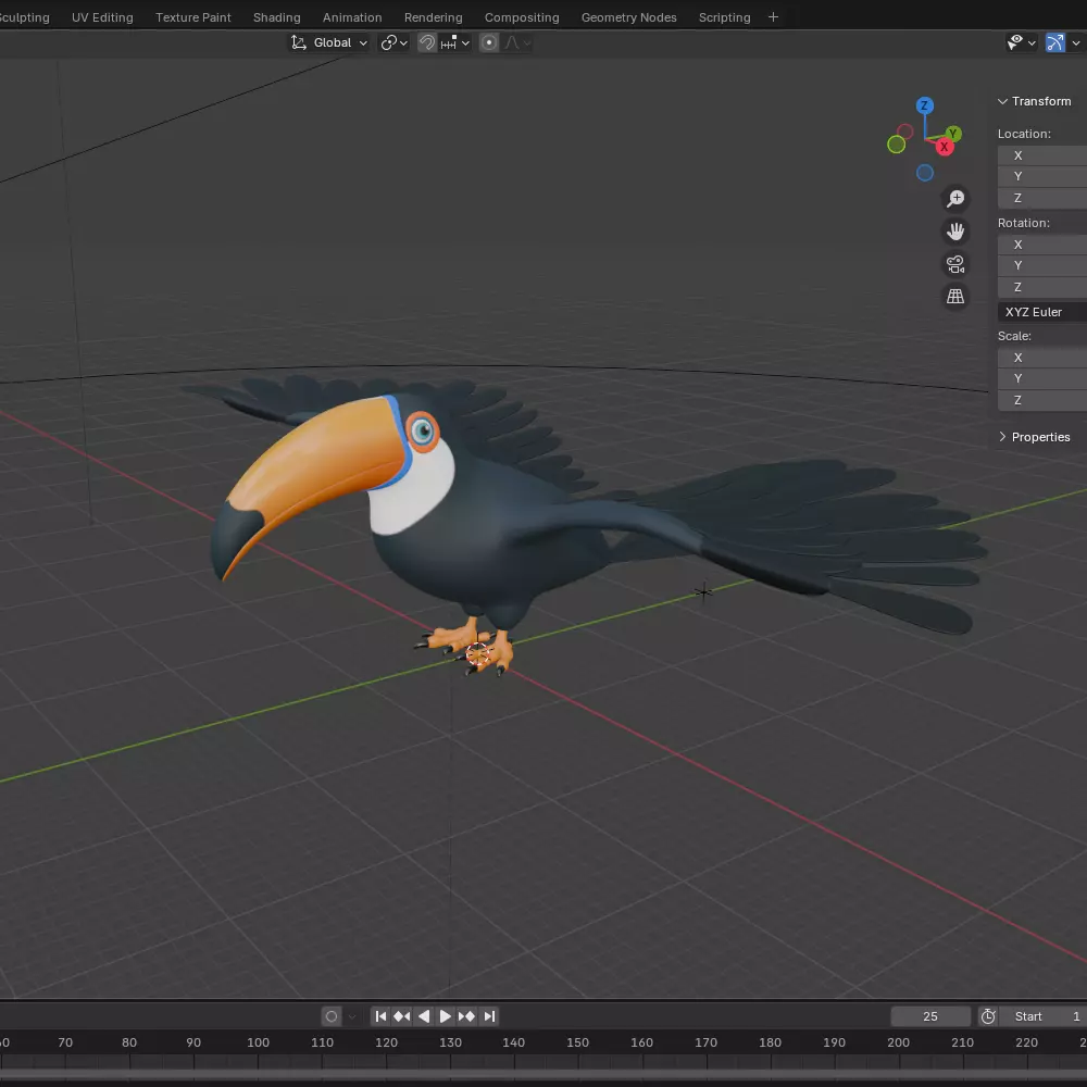 Toucan cartoon 3D model_22