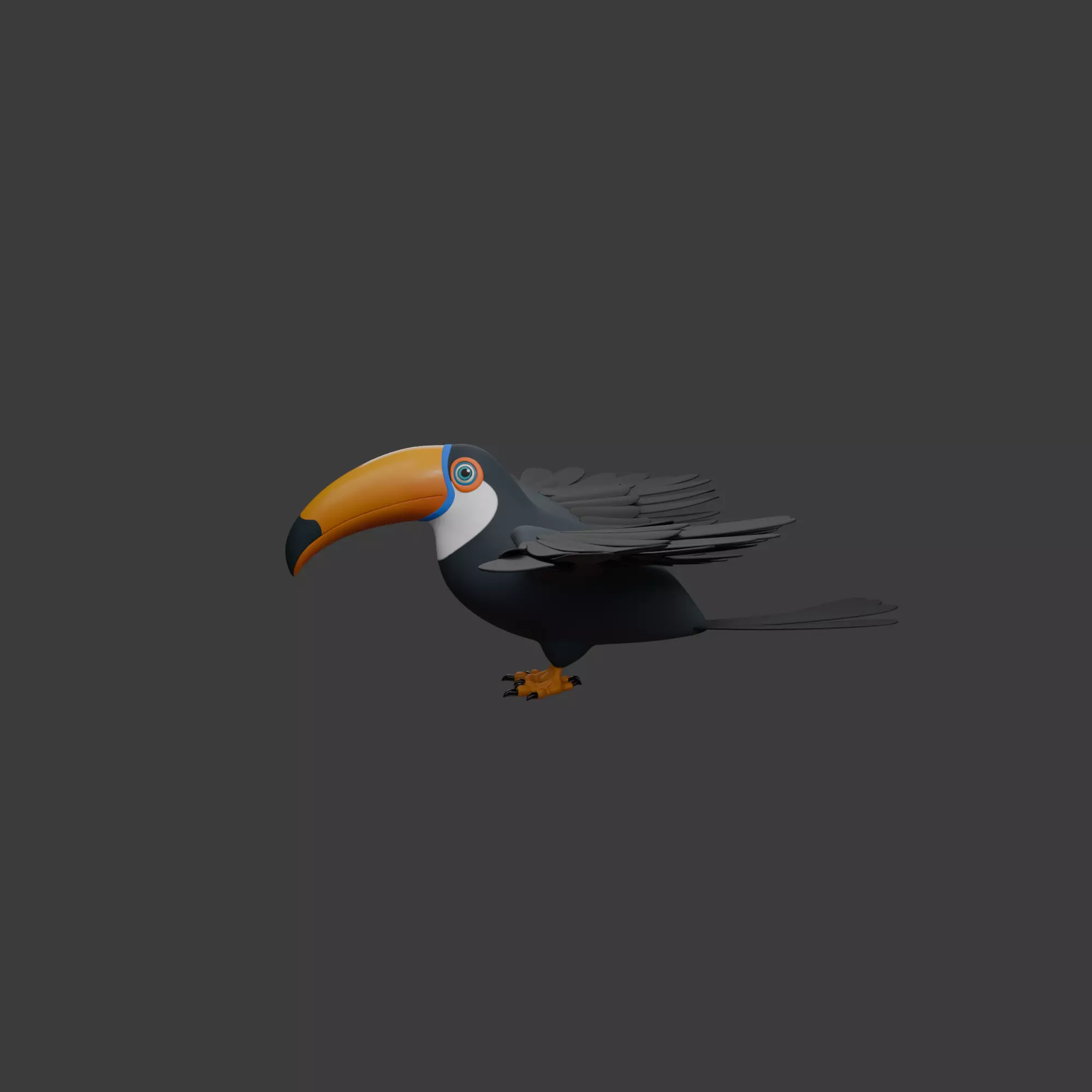 Toucan cartoon 3D model_3