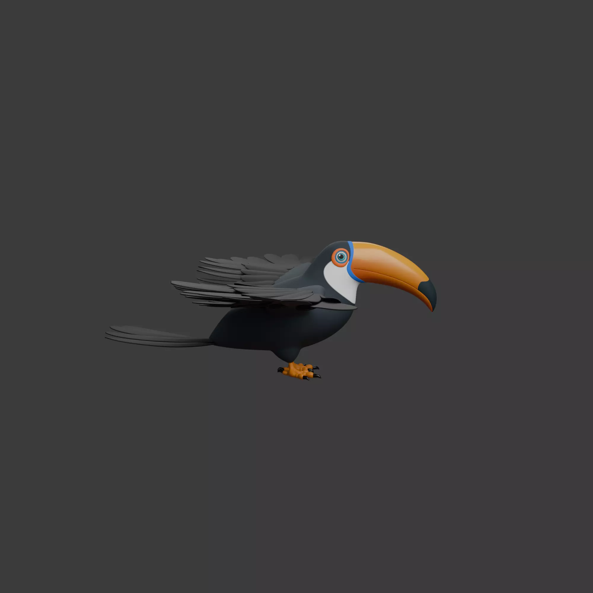 Toucan cartoon 3D model_5
