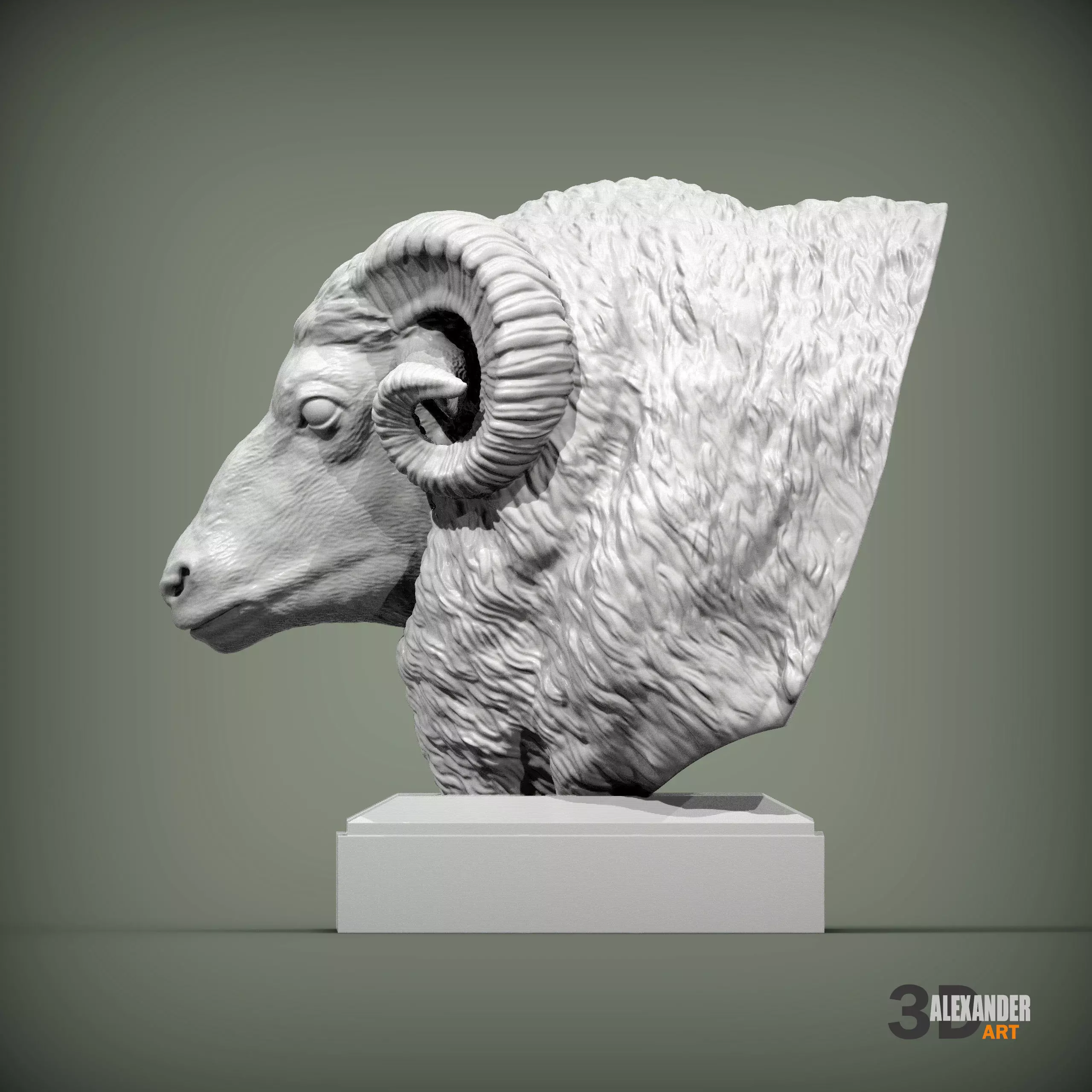 ram bust 3D print model_1