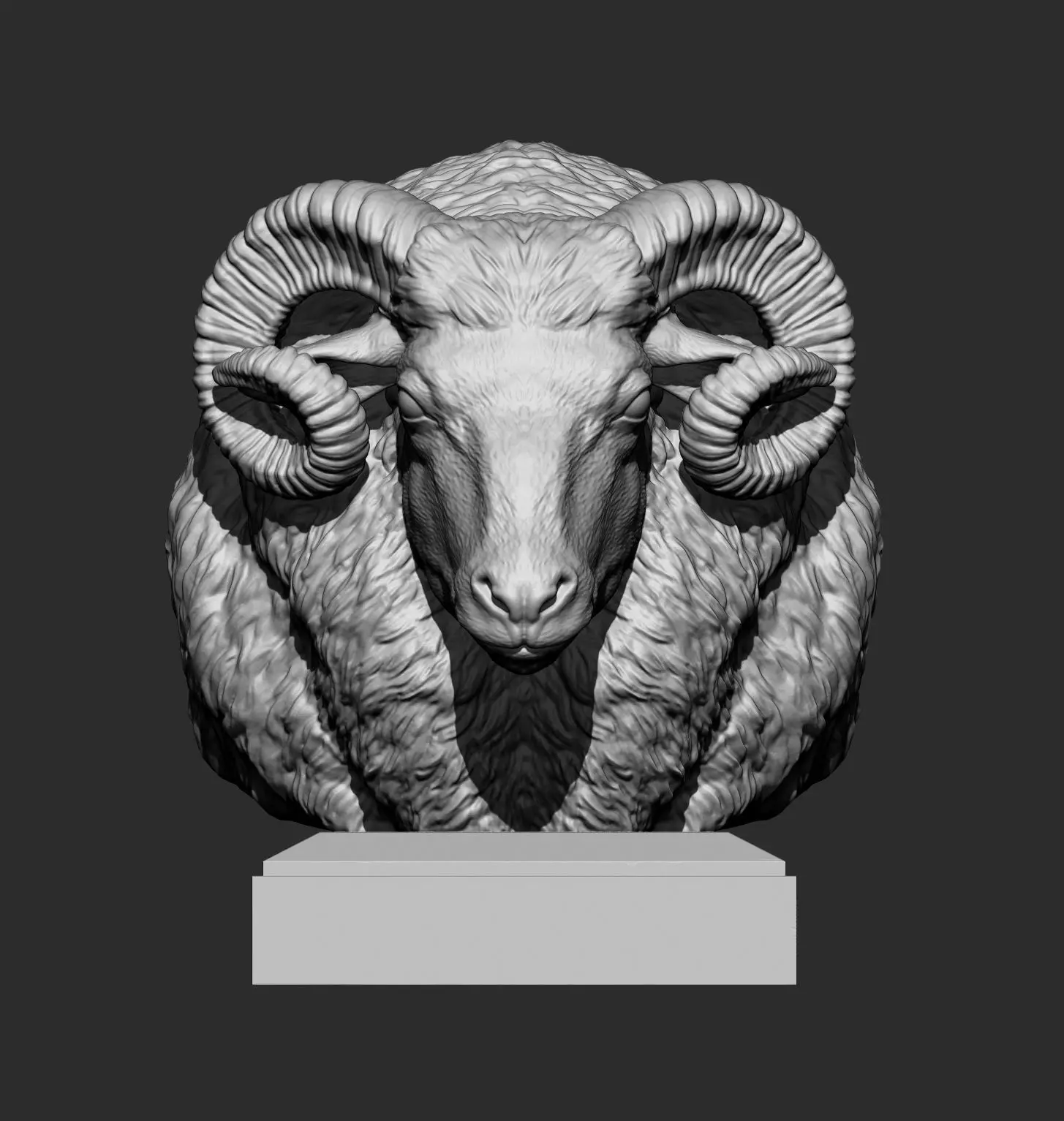 ram bust 3D print model_3