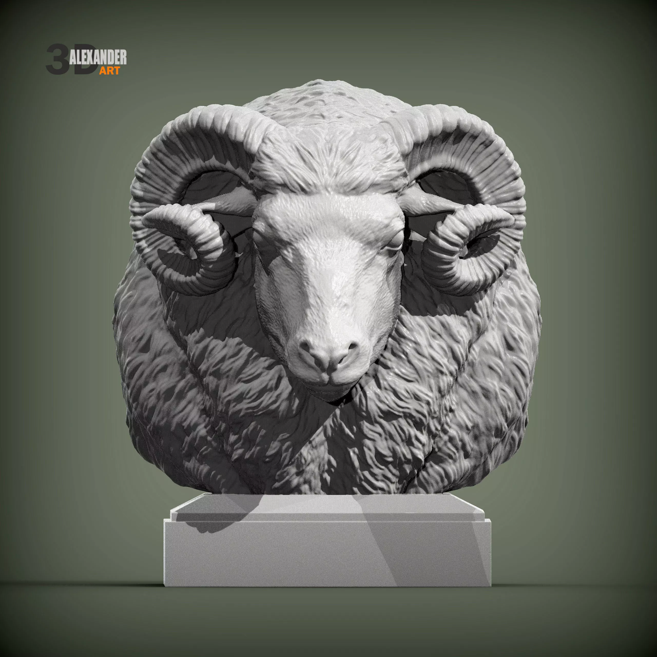 ram bust 3D print model_0