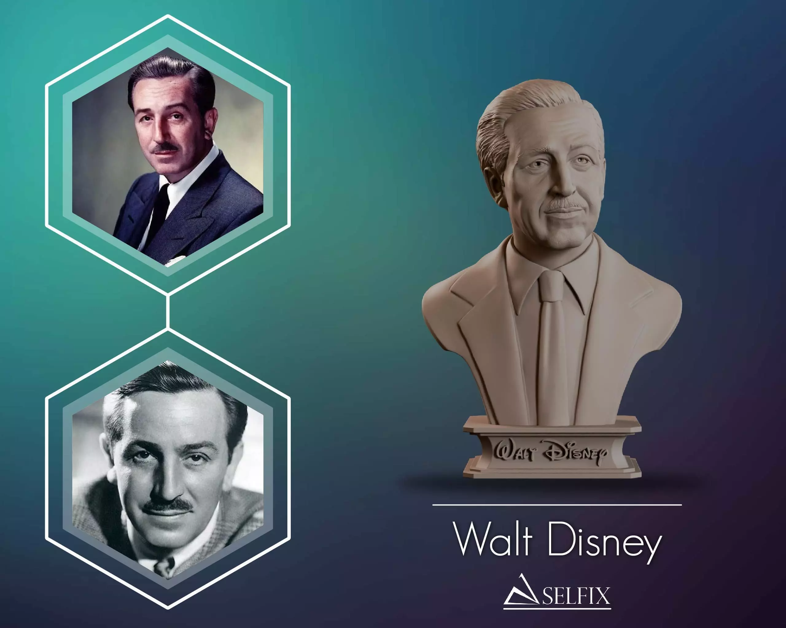 Walt Disney Bust Sculpture 3D print model_0