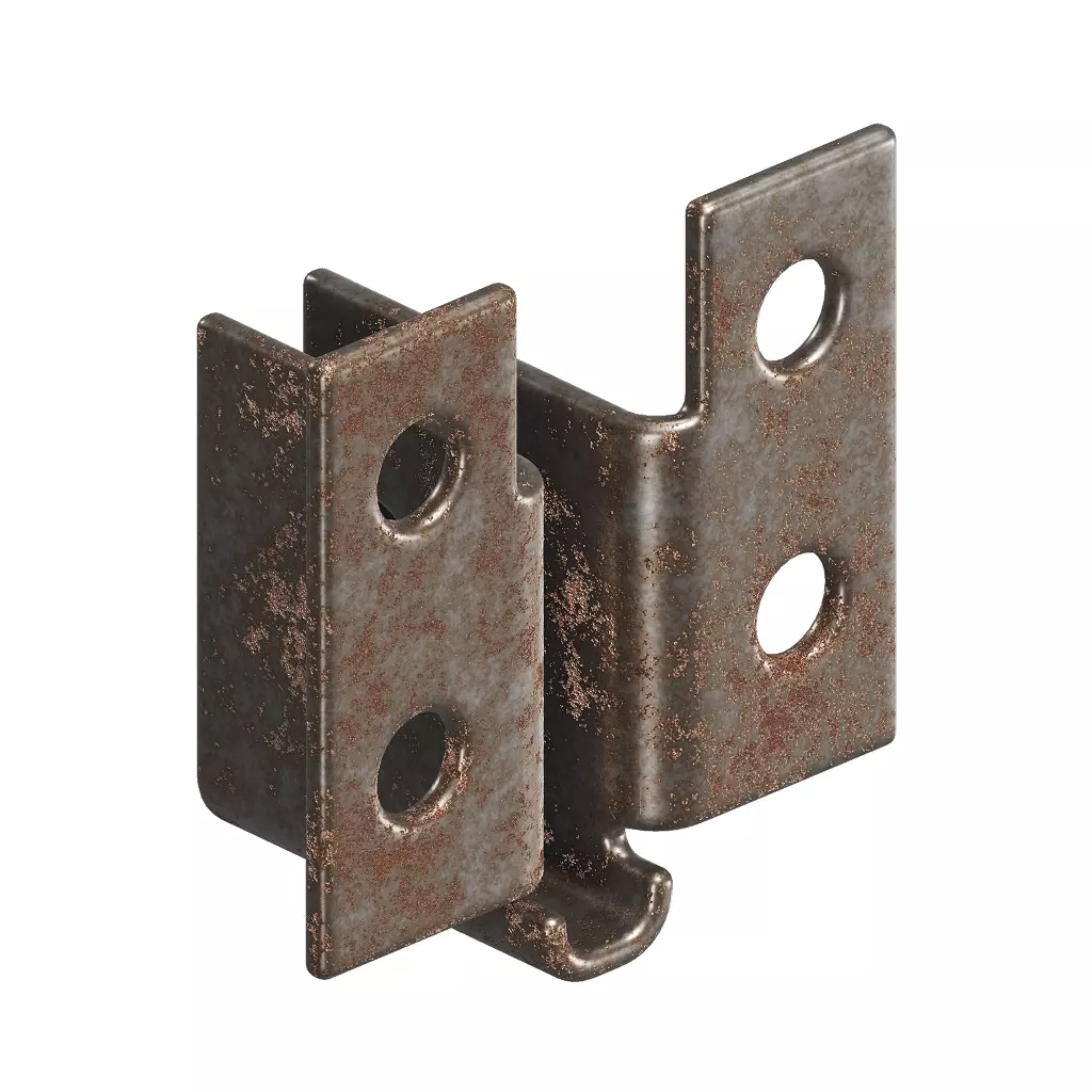 Rusty Steel U Bracket 3D model_0