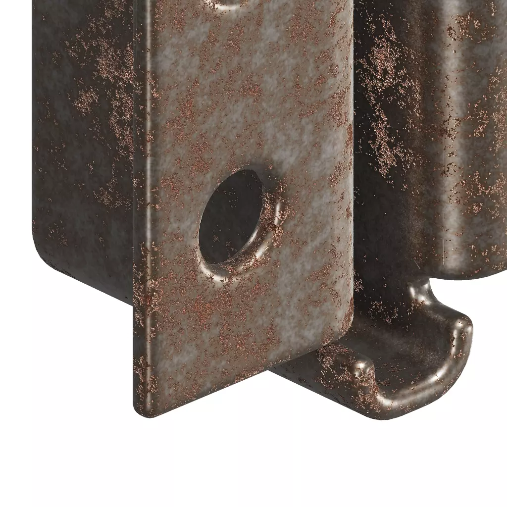 Rusty Steel U Bracket 3D model_2
