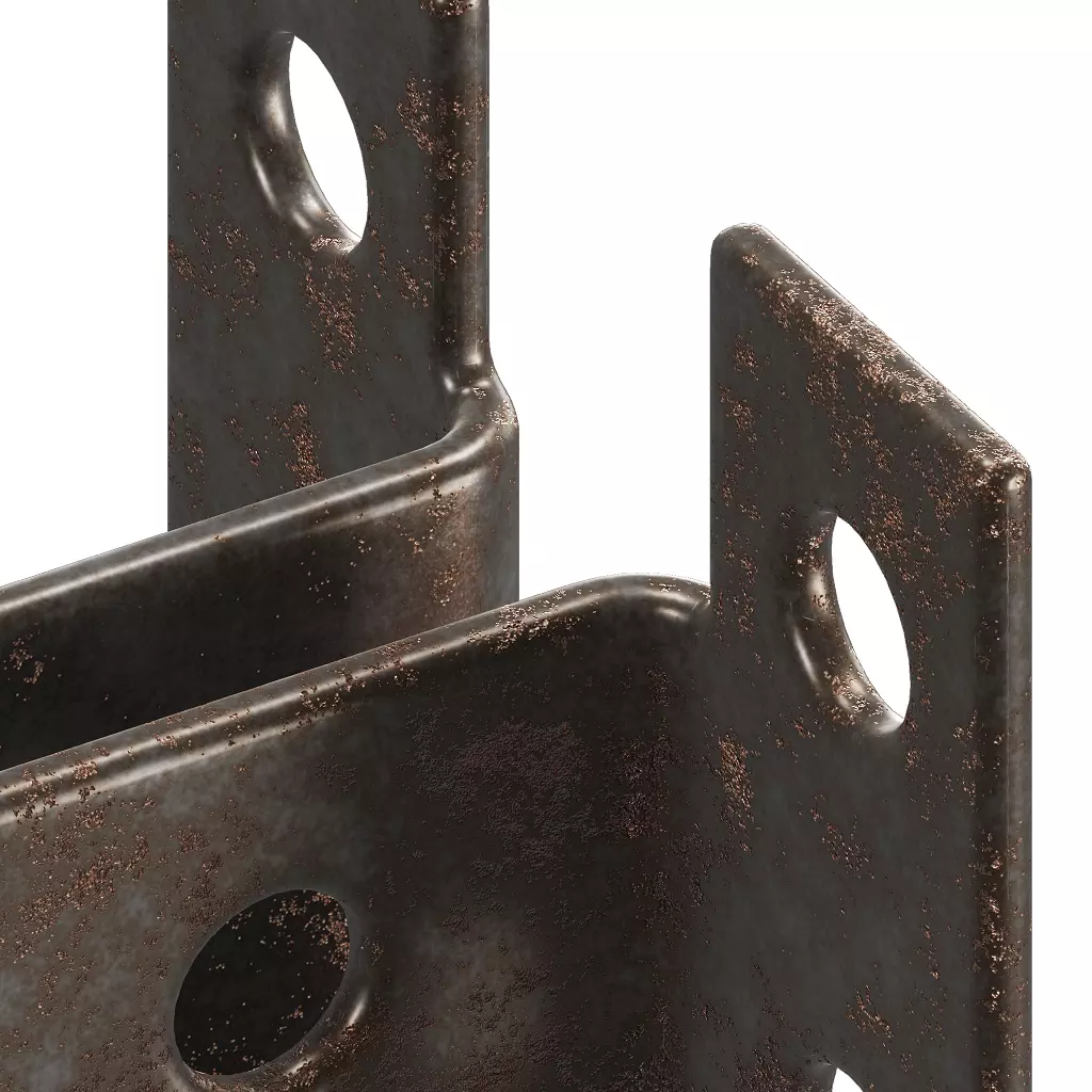 Rusty Steel U Bracket 3D model_3