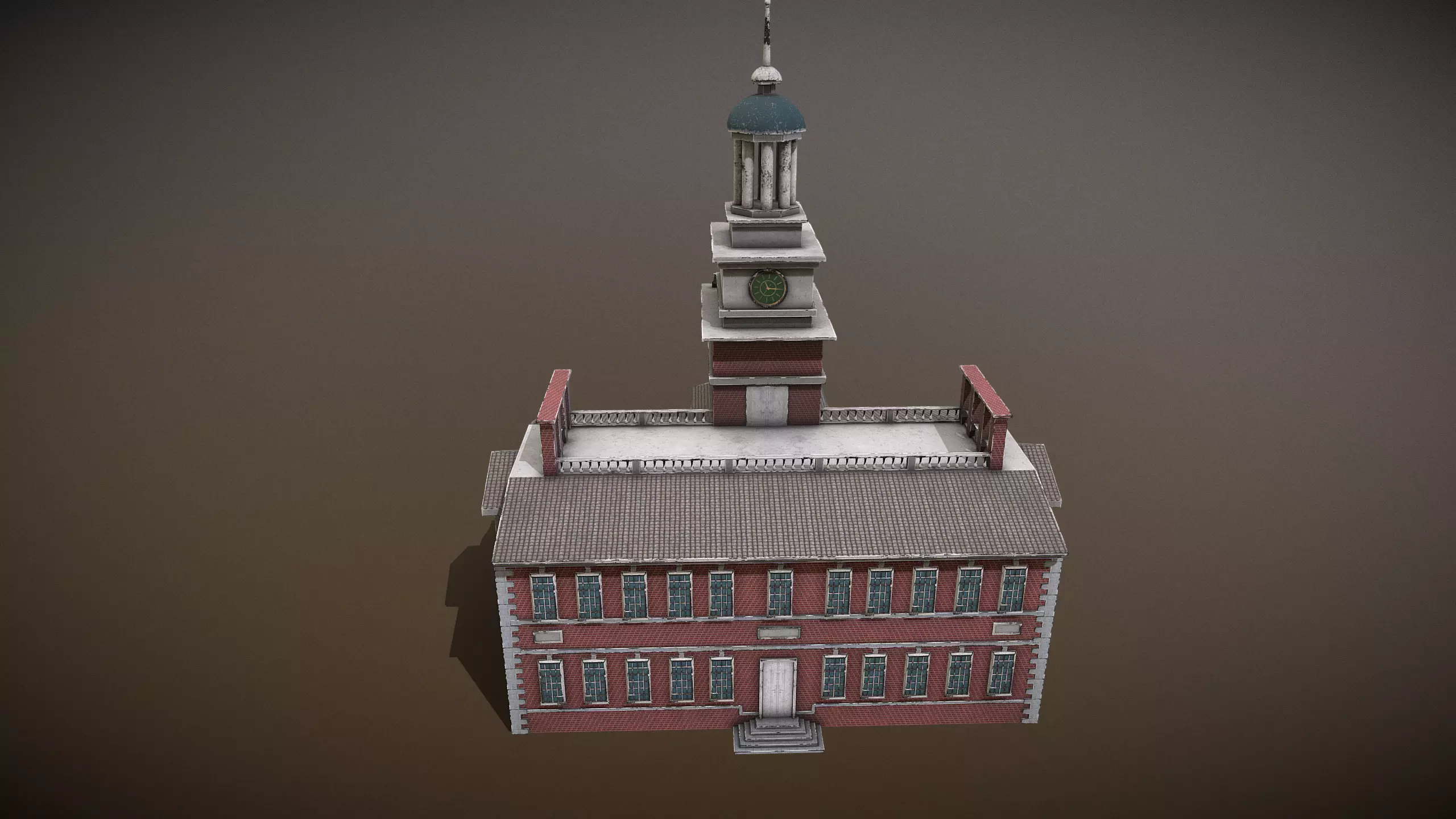 Independence Hall Low-poly 3D model_4