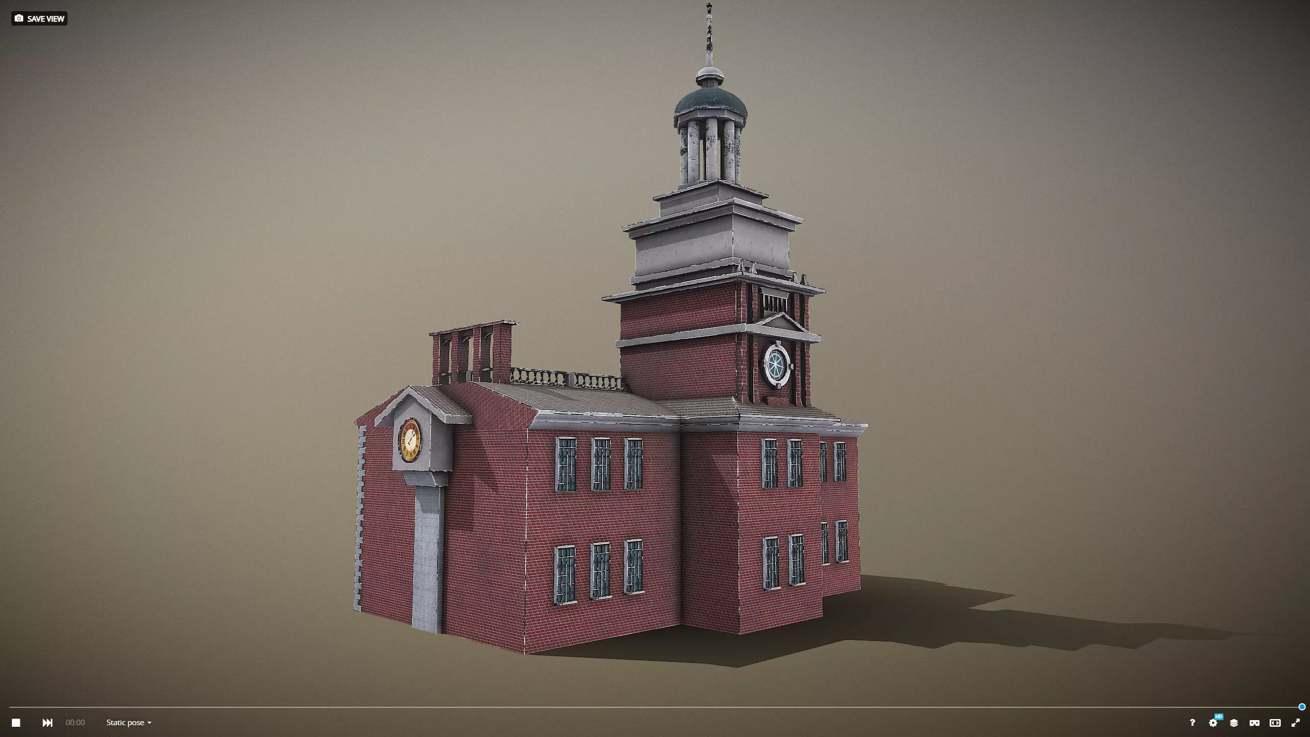 Independence Hall Low-poly 3D model_6