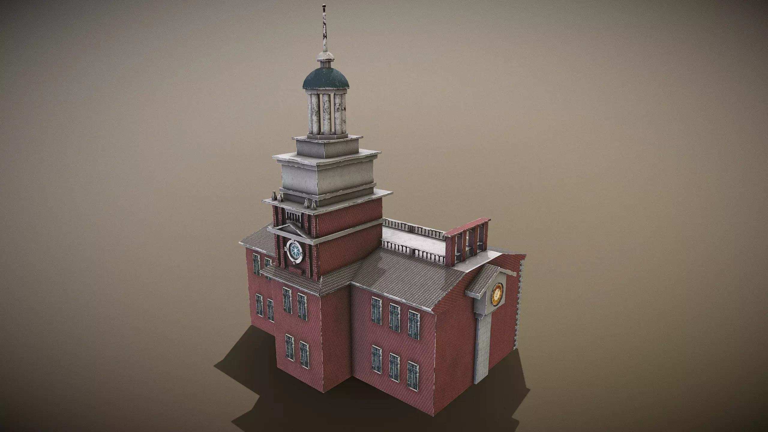 Independence Hall Low-poly 3D model_7