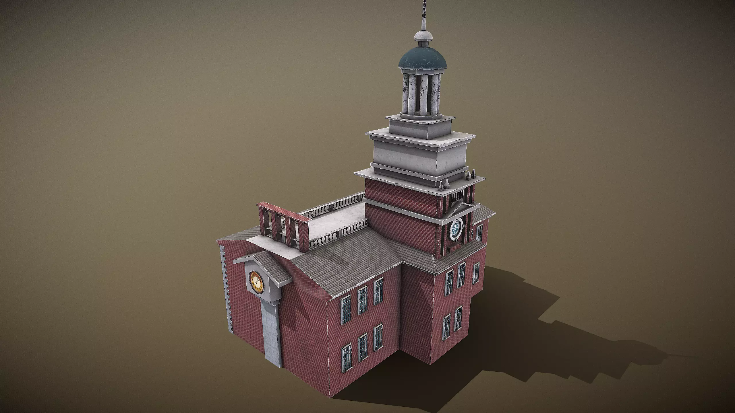 Independence Hall Low-poly 3D model_8