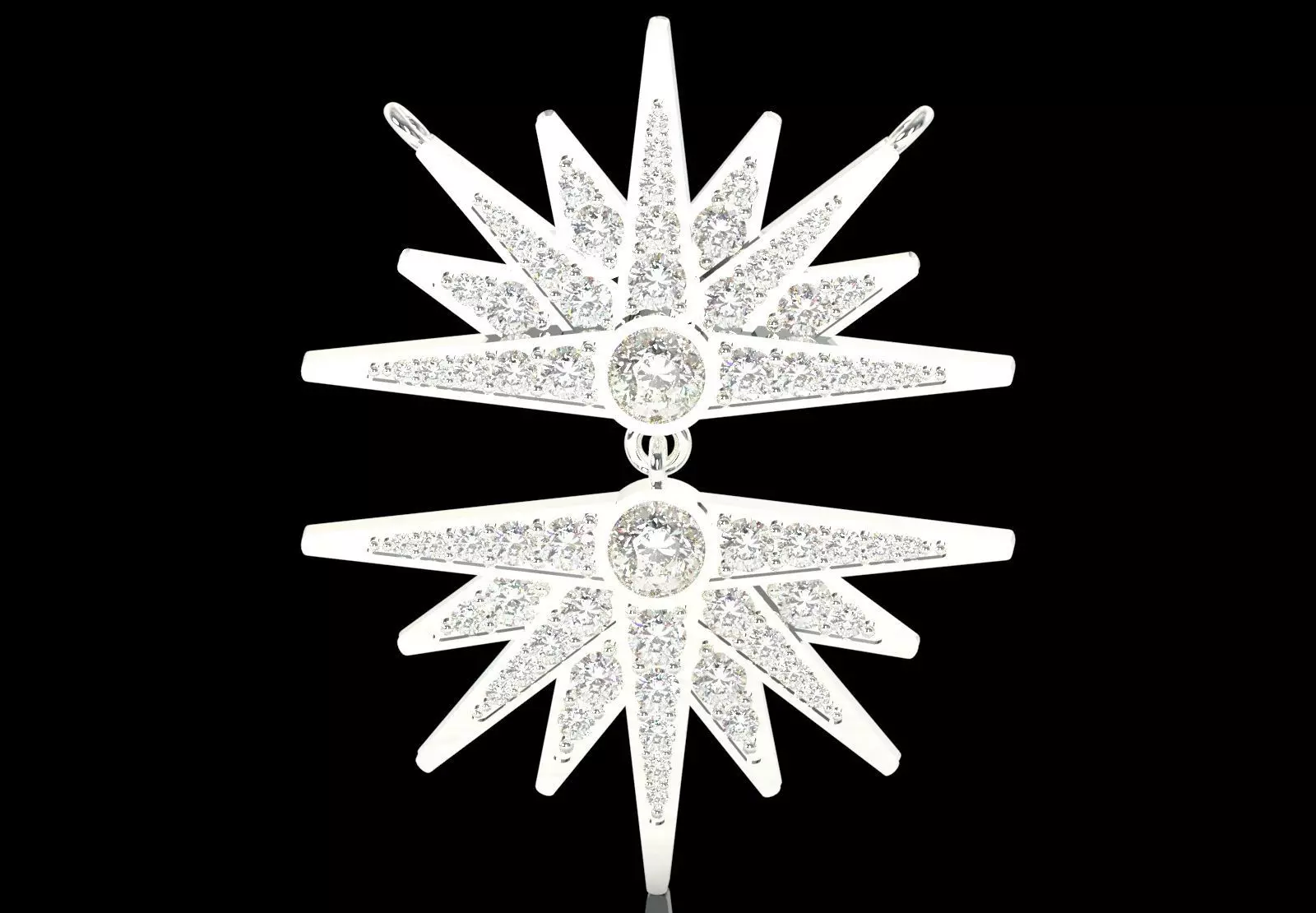 Double Sunburst Star STL 3DM Pendant jp0387 3D print model_13