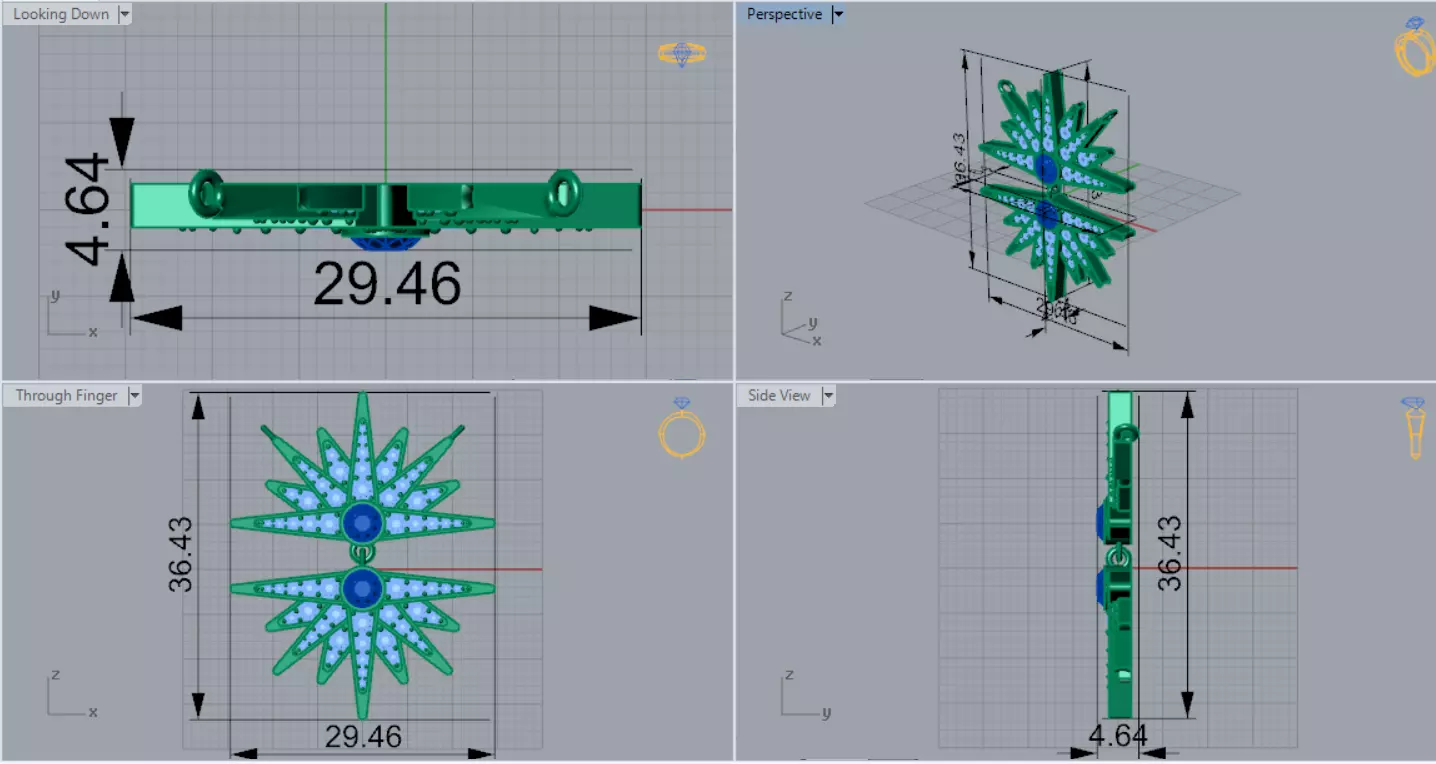 Double Sunburst Star STL 3DM Pendant jp0387 3D print model_8