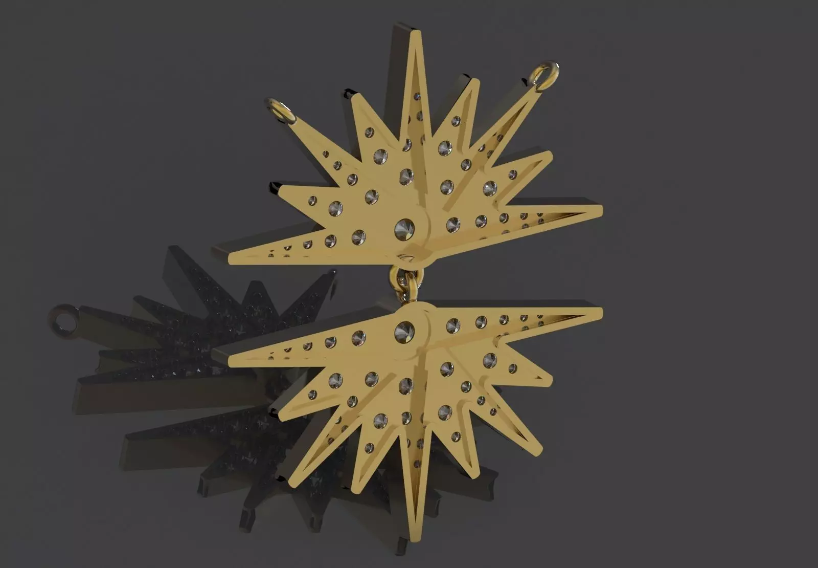 Double Sunburst Star STL 3DM Pendant jp0387 3D print model_4