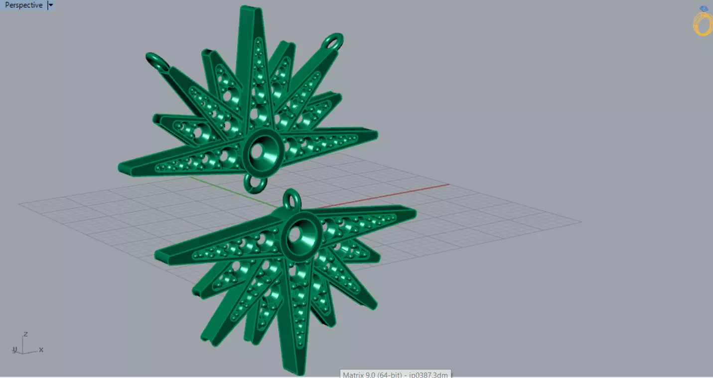 Double Sunburst Star STL 3DM Pendant jp0387 3D print model_6