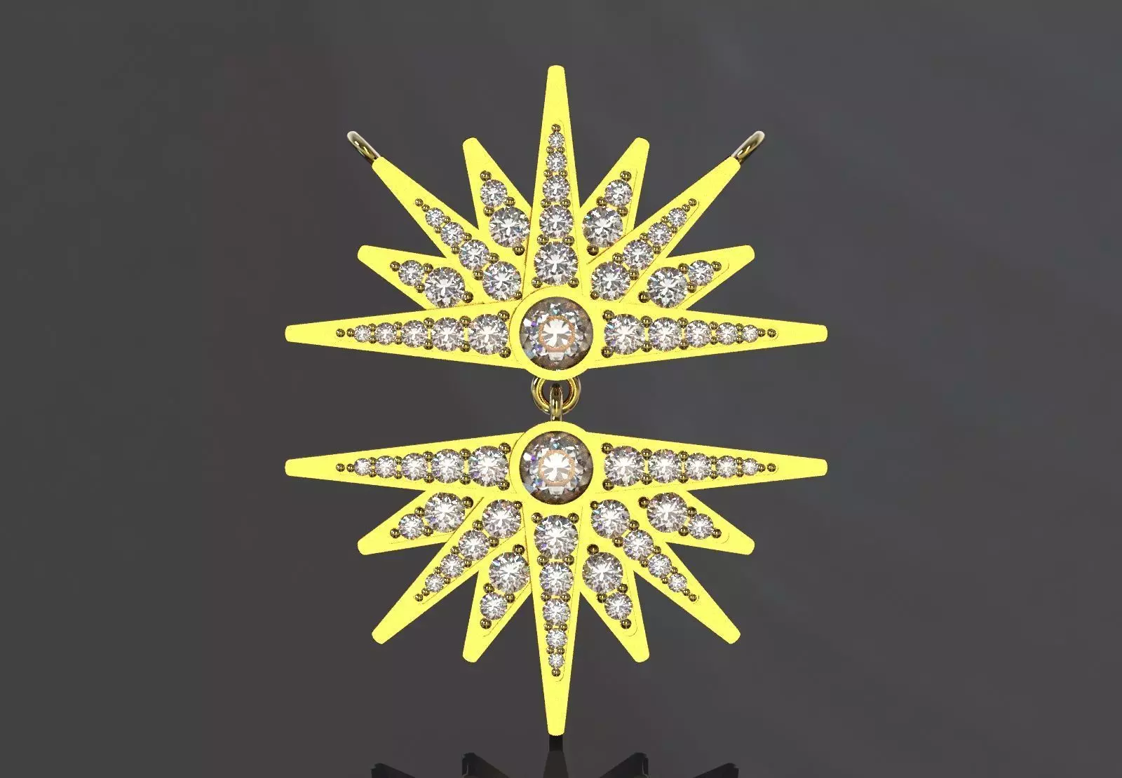 Double Sunburst Star STL 3DM Pendant jp0387 3D print model_1