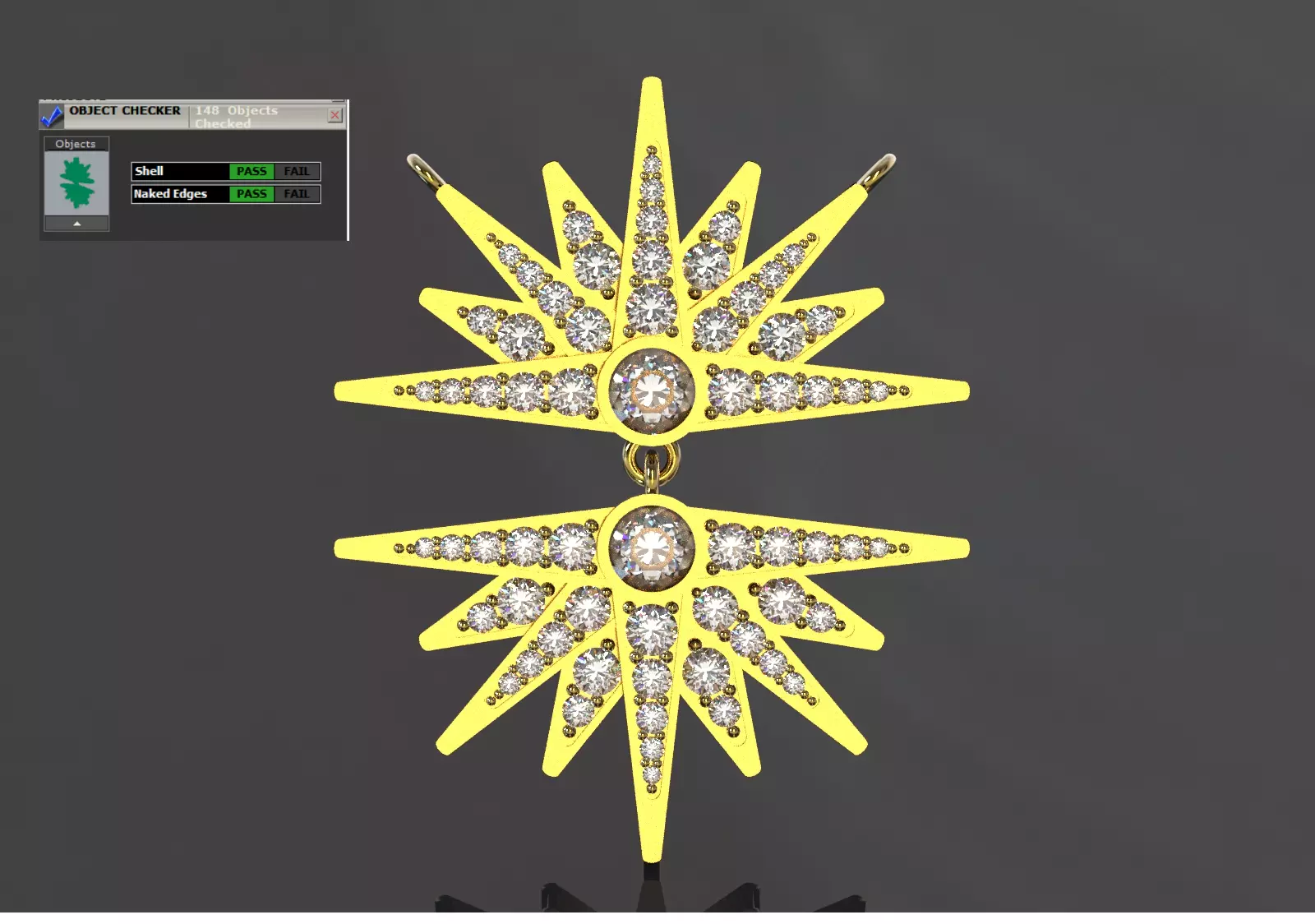 Double Sunburst Star STL 3DM Pendant jp0387 3D print model_0