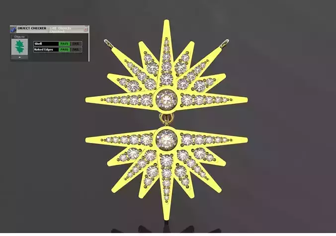 Double Sunburst Star STL 3DM Pendant jp0387