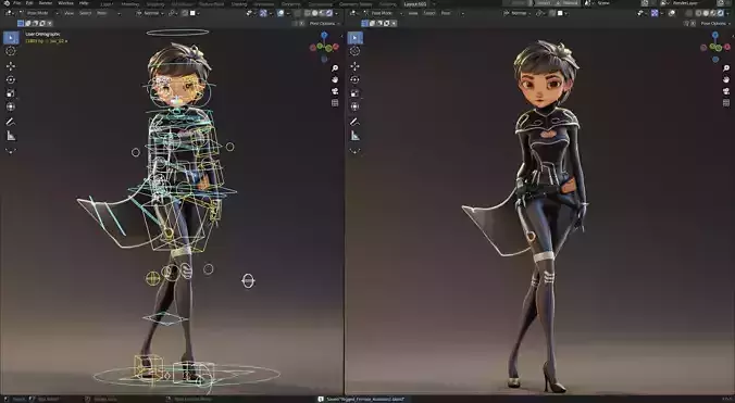 Rigged Stylized Female Assassin Blender Free 3D model