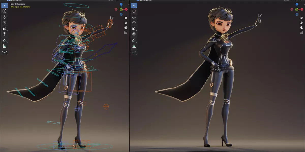 Rigged Stylized Female Assassin Blender Free 3D model_2