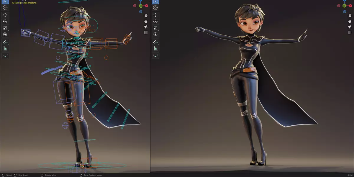 Rigged Stylized Female Assassin Blender Free 3D model_3
