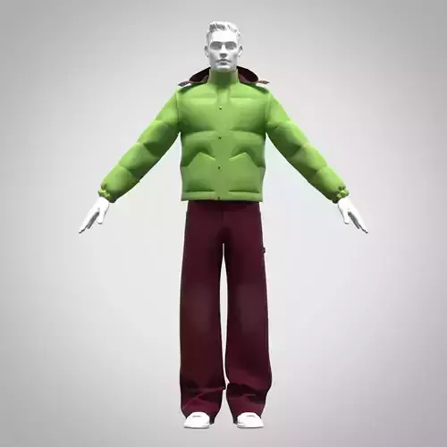 Mens Padded Jacket and Baggy Pant 3D Clothing