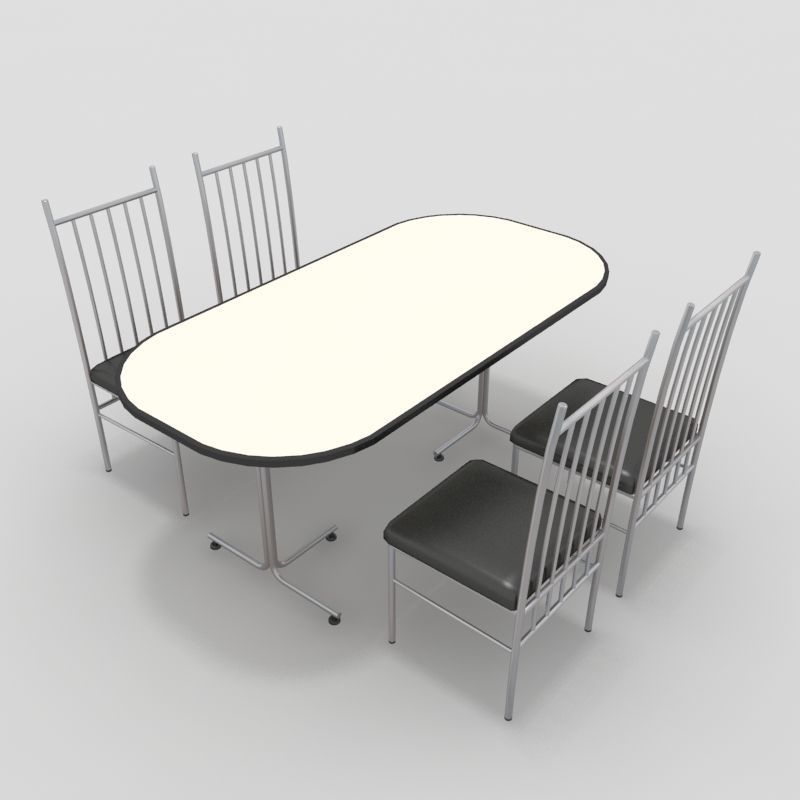 Table with Chairs 3D model_1