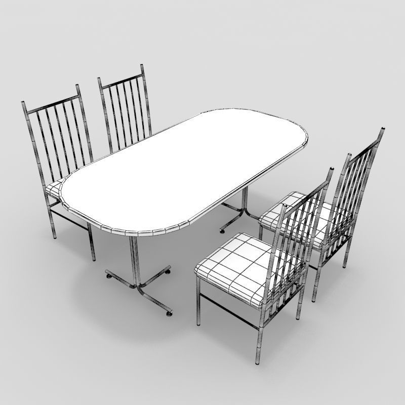 Table with Chairs 3D model_3