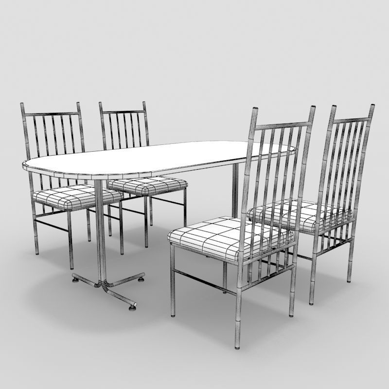 Table with Chairs 3D model_2