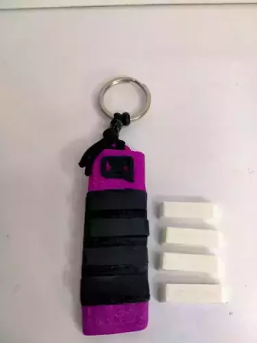 llavero cinturon escaneado morado