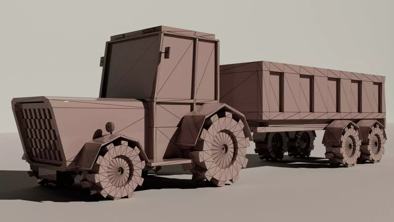 Low Poly Truck Low-poly 3D model_14