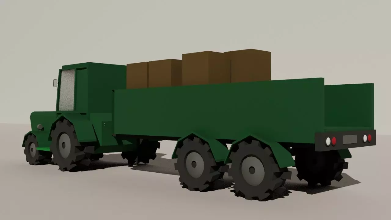 Low Poly Truck Low-poly 3D model_4