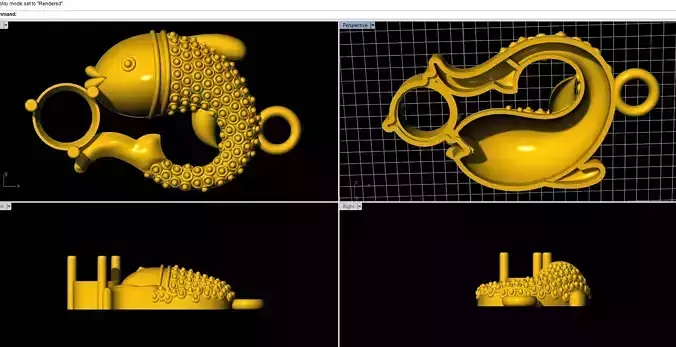 fish locket pendent gold silver machali