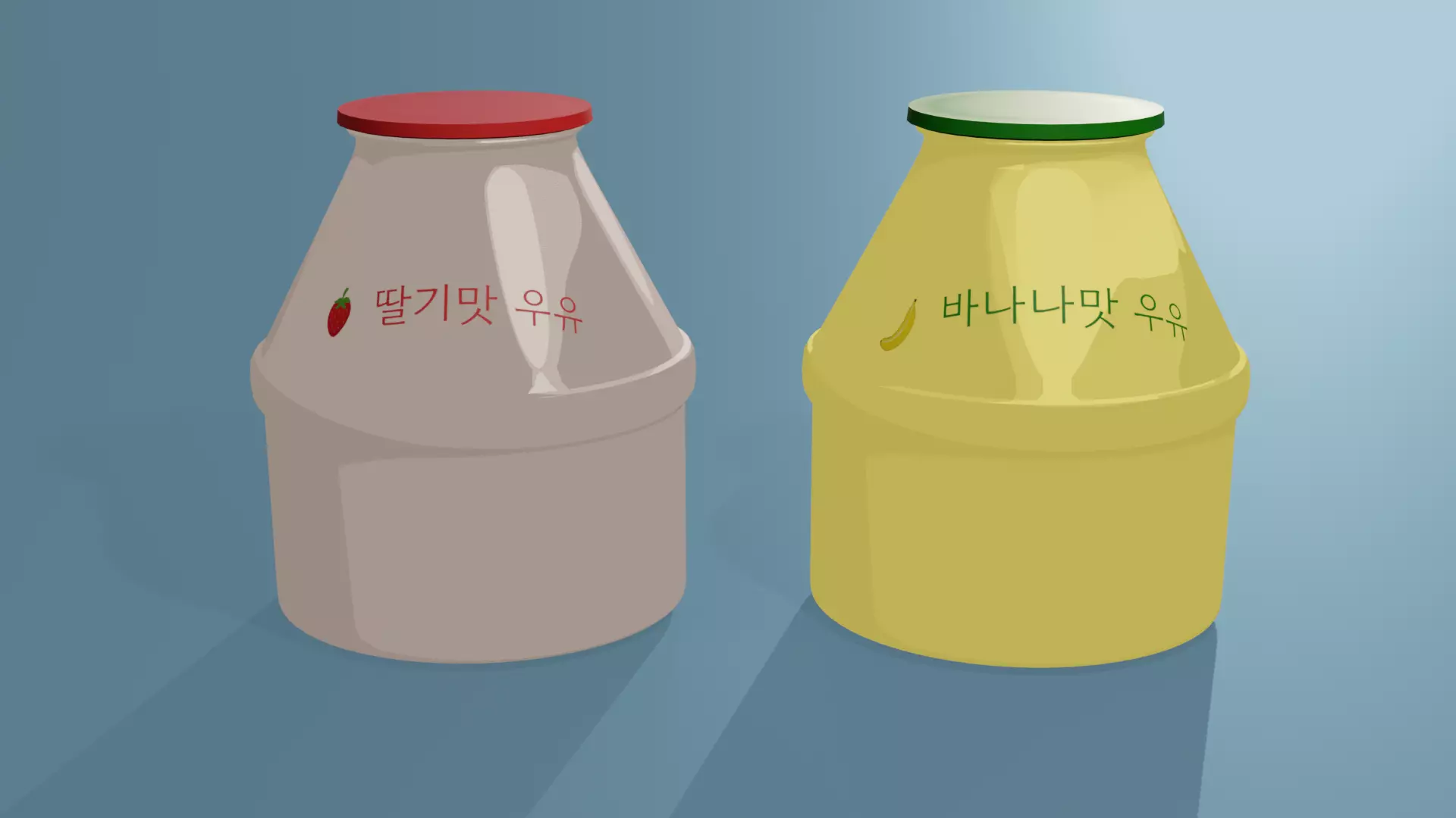 Stylized Korean Milk Bottles - Free 3D Model Free 3D model
