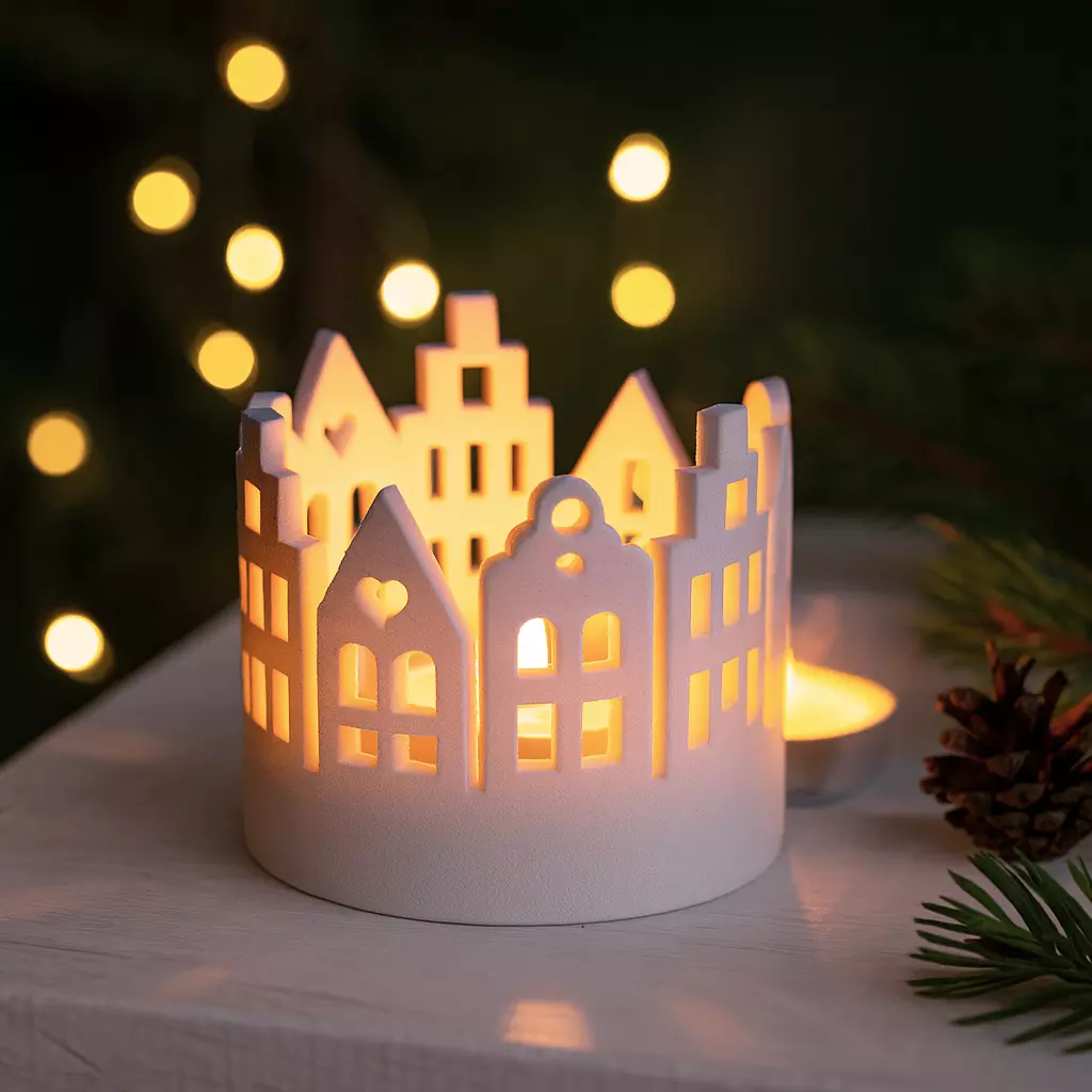 Christmas Village Candle Holder  Cozy Christmas Houses 3D print model_5